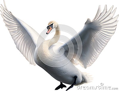 Mute Swan, Close-up colored-pencil sketch of a Mute Swan, Cygnus olor. AI-Generated. Stock Photo