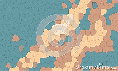 Muted beige turquoise khaki polygons organized in balanced pattern. Stock Photo