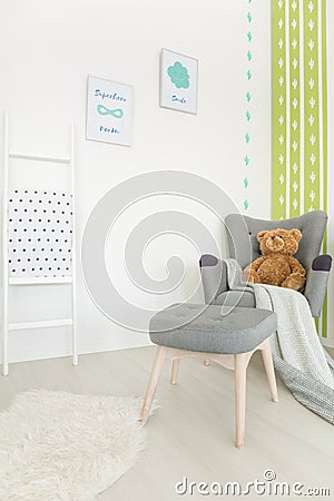 Muted colors in baby room Stock Photo