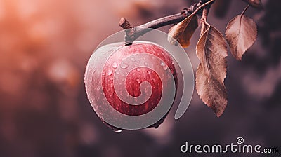 Muted Colorscape Mastery: A Poetic Red Apple With Ray Tracing Stock Photo