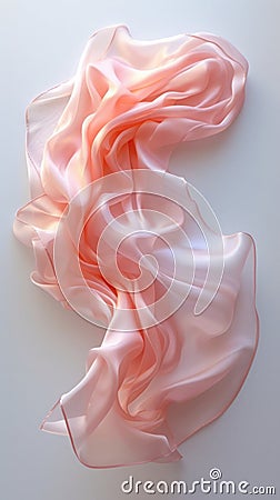 a muted pink silk scarf folded and twisted into an abstract shape that creates a sense of fluidity and movement Stock Photo