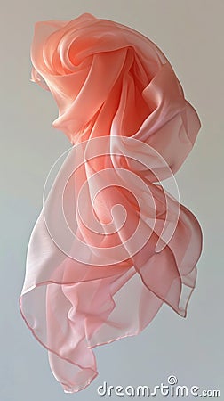 a muted pink silk scarf folded and twisted into an abstract shape that creates a sense of fluidity and movement Stock Photo