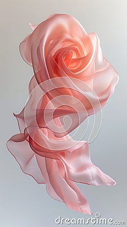 a muted pink silk scarf folded and twisted into an abstract shape that creates a sense of fluidity and movement Stock Photo