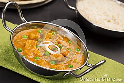 Mutter Paneer, Fresh Cheese Cooked in a Spicy Tomato Sauce Stock Photo