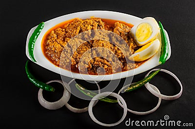 Mutton Kosha or Spicy Mutton with boiled Eggs Stock Photo