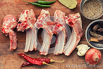 Mutton ribs uncooked Stock Photo