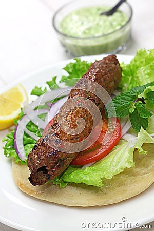 Mutton seekh kabab kebab sandwich Stock Photo