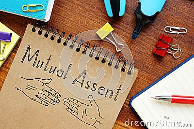 Mutual assent is shown on the photo using the text Stock Photo