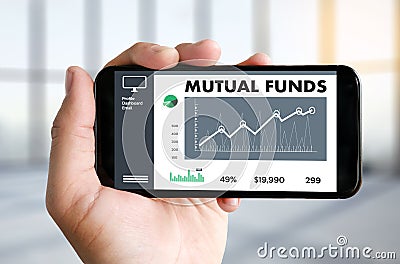 MUTUAL FUNDS Finance and Money concept , Focus on mutual fund in Stock Photo