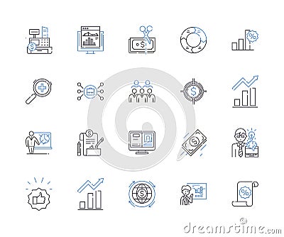 mutual funds outline icons collection. mutual, funds, investing, asset, classes, stock, bonds vector and illustration Vector Illustration