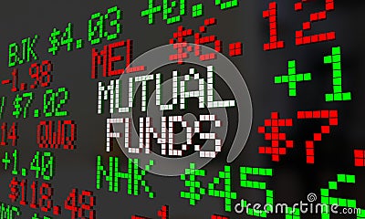 Mutual Funds Stock Tickers Scrolling Investment Options 3d Illus Stock Photo