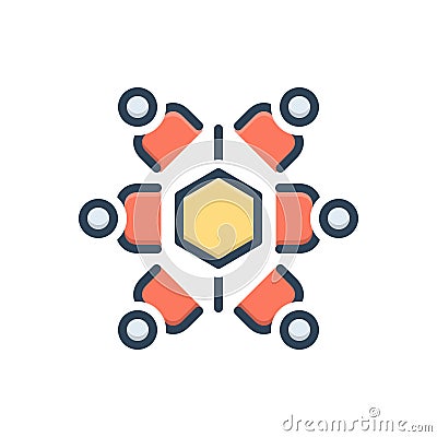 Color illustration icon for Mutuality, relationship and teamwork Cartoon Illustration