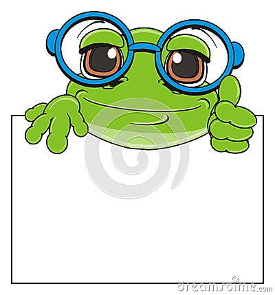 Muzzle of frog peek up from clean paper Stock Photo