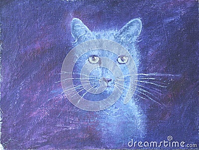 Muzzle kitten, portrait, oil painting Stock Photo