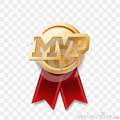 MVP gold medal award. Vector most valuable player trophy logo Vector Illustration