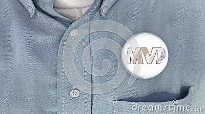 MVP Most Valuable Player Person Button Pin Shirt Stock Photo