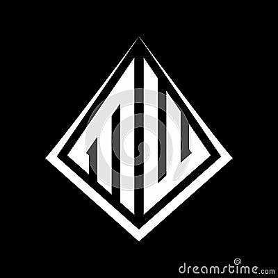MW logo letters monogram with prisma shape design template Vector Illustration