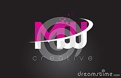 MW M W Creative Letters Design With White Pink Colors Vector Illustration