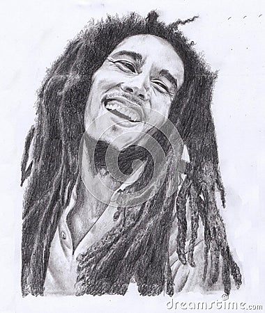 Drawing Portrait of Bob Marley Editorial Stock Photo