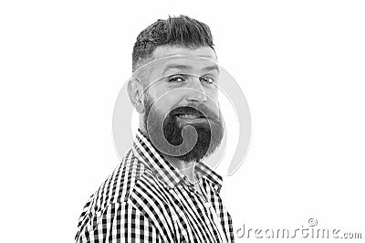 My beard looks perfect. male beauty portrait. well-groomed bearded man. amazed mature man. Male barber care. Making Stock Photo