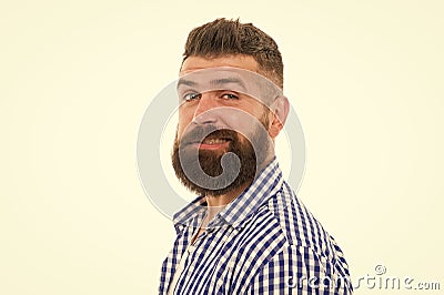 My beard looks perfect. male beauty portrait. well-groomed bearded man. amazed mature man. Male barber care. Making Stock Photo