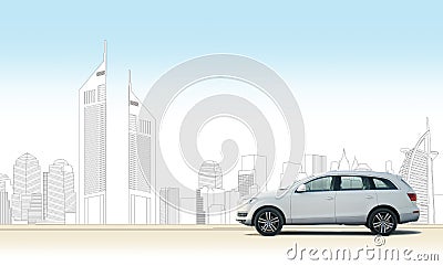 My City My Car (Dubai) Cartoon Illustration