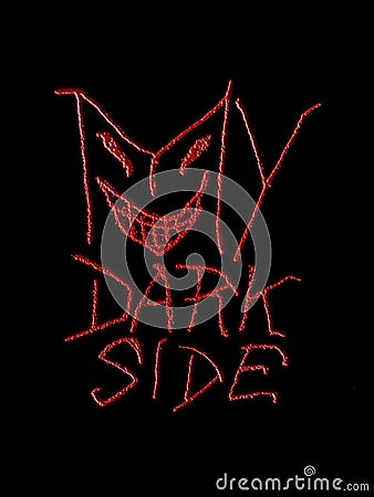 My Dark Side Typographic Design Cartoon Illustration