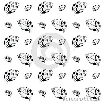 Dalmatian Dog Cute Illustration, Cartoon Funny Character, Pattern Wallpaper Stock Photo