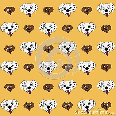 Dog Head and Pulls Out its Tongue Cute Illustration, Cartoon Funny Character, Pattern Wallpaper Stock Photo