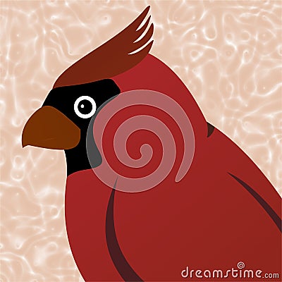 Illustration of Red Bird Cartoon, Cute Funny Character, Flat Design Stock Photo