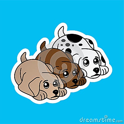 Sticker of Dog or Puppy Cartoon, Cute Funny Character, Flat Design Stock Photo