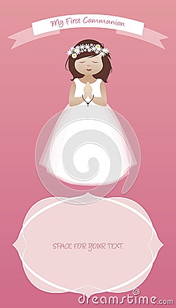 My first communion celebration reminder. Vector Illustration