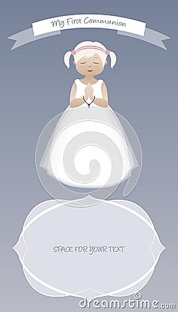 My first communion celebration reminder. Vector Illustration