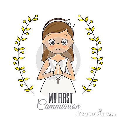 My first communion girl Vector Illustration