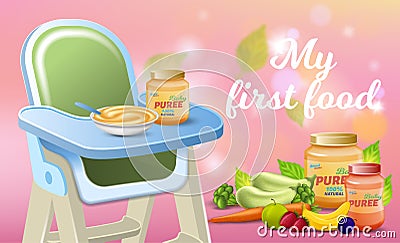 My First Food Promo Banner, Fresh Baby Breakfast Stock Photo