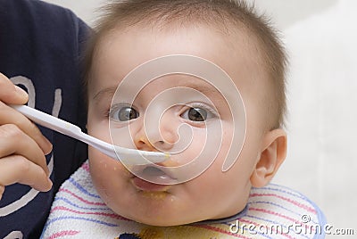 My first lunch with mom. Stock Photo