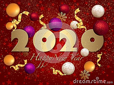 2020 My Happy New Year Cartoon Illustration