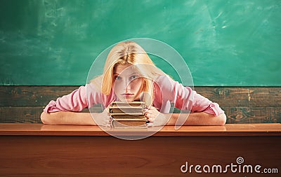 My hobby is foreign literature. Vintage literature. Traditional education. Outdated approach. Literature lesson. Student Stock Photo