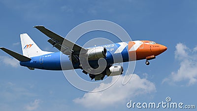 My Indo Airlines, PK-MYC, Boeing 737-300, on final approach (Indonesia-Jul 17, 2021) Editorial Stock Photo