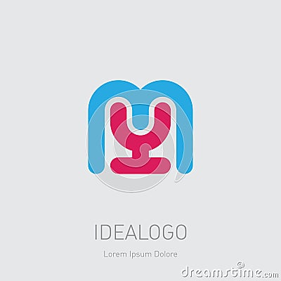 MY initial logo. YM initial monogram logotype. M and Y - Vector design element or icon. Fountain and bowl Vector Illustration