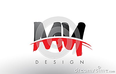 MY M Y Brush Logo Letters with Red and Black Swoosh Brush Front Vector Illustration