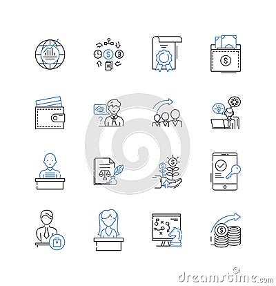 My manager line icons collection. Supportive, Communicative, Trusrthy, Motivating, Organized, Efficient, Insightful Vector Illustration