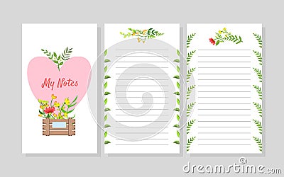 My Notes, Printable Paper Diary Page, Notebook, Organizer, Planner Vector Illustration Vector Illustration