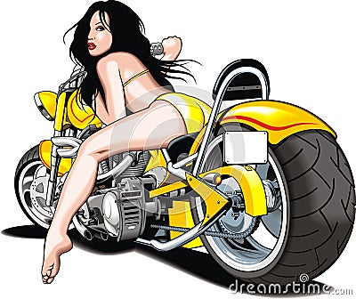 My original design motorbike and woman Vector Illustration