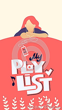 My playlist hand drawn stylized vector lettering Vector Illustration