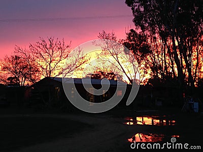 Mudbrick Cottage Sunset Stock Photo