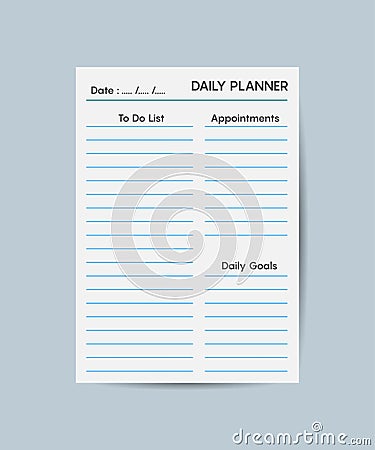 Daily My Routines planner template minimalist planners Business organizer page Vector Illustration