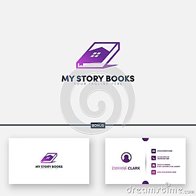 My story book and home logo designs free business card Vector Illustration