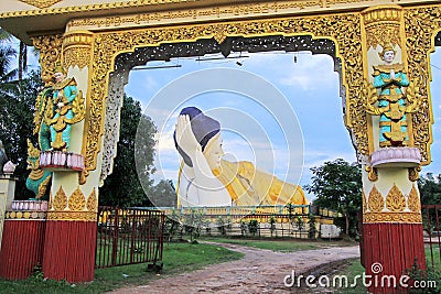 Mya Tha Lyaung Reclining Buddha, Bago, Myanmar Stock Photo