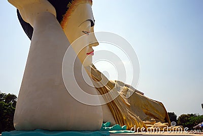 Mya Tha Lyaung Reclining Buddha Editorial Stock Photo